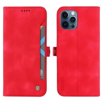 YIKATU YK-002 Skin-touch gevoel PU lederen portemonnee hoesje voor iPhone 12 Pro Max 6,7 inch, ondersteunende Stand Shell buitenste kaartsleuf Anti- Scratch telefoon Shell Cover