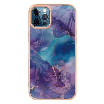 Voor iPhone 12 Pro Max 6.7 inch YB IMD Series-16 Style E Marmerpatroon Galvaniseren Frame Cover Schokbestendige bescherming 2.0mm TPU IMD Telefoonhoesje