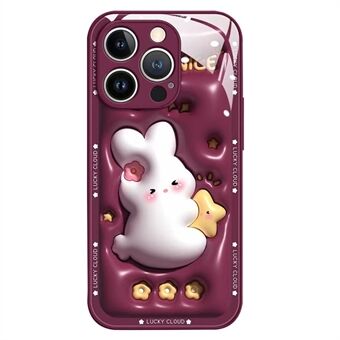 Voor iPhone 12 Pro Max 6.7 inch Cartoon Konijn Knuffelen Ster Gehard Glas + TPU Telefoon Case Shockproof Back Beschermhoes