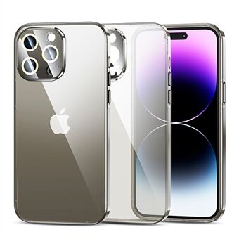 Voor iPhone 12 Pro Max TPU + pc-telefoonhoes Transparante doorzichtige achterkant met cameralensbeschermer