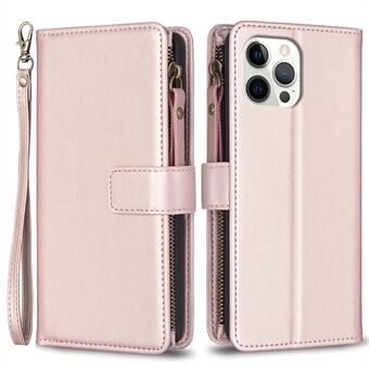 BF Style-19 voor iPhone 12 Pro Max Ritsvak Telefoonhoes Stand PU lederen portemonnee Smartphone Cover