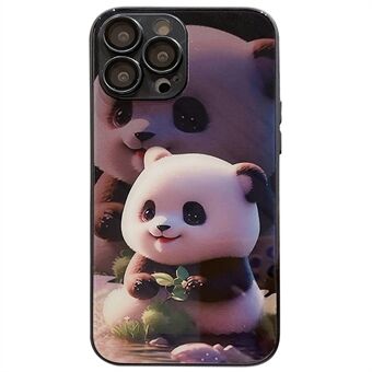 Voor iPhone 12 Pro Max telefoonhoes schattig pandapatroon gehard glas + TPU-hoes met lensfilm