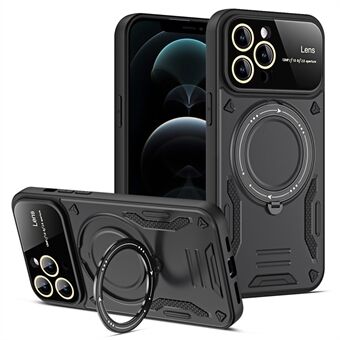 Draaibare Kickstand Case voor iPhone 12 Pro Max 6.7 inch, Compatibel met MagSafe PC+TPU Phone Cover - Zwart