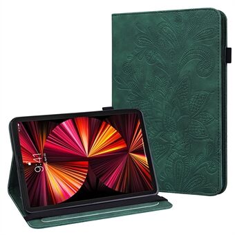 Volledige bescherming opdruk Bloemenpatroon Huidgevoel Portemonnee PU-lederen tablethoes met Stand voor Apple iPad Pro 11-inch (2021)