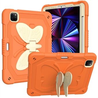 Voor iPad Pro 11-inch (2021)/(2020)/(2018)/iPad Air (2022)/(2020) Butterfly Shape Kickstand Beschermhoes Silicone + PC Tablet Anti-drop Cover met schouderriem