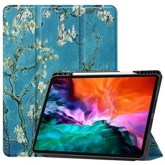 Patroon printen Tri-fold Stand PU lederen tablet hoes Smart case met pen voor iPad Pro 12,9" (2021)