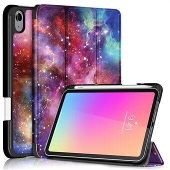 Patroonafdrukken Ingebouwde pennenhouder Premium drievoudig gevouwen Stand Slank automatisch ontwaken / slapen PU-leer Smart Case Cover met voor Apple iPad mini 6 (2021)