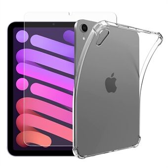 Four Corner Airbag Anti-val Transparante Zachte TPU Telefoon Cover Shell met Gehard Glas Screen Protector voor iPad mini (2021)