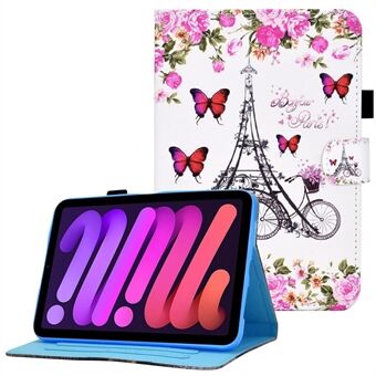 Pattern Print Stitch Line Leather Tablet Stand Case Beschermhoes met kaartsleuven voor iPad mini (2021)