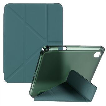 Origami- Stand PU-leer + TPU transparante tablethoes met pennensleuf voor iPad mini (2021)