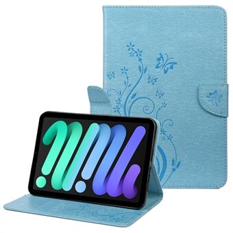 Vlinderbloem bedrukt volledig beschermend lederen hoesje Stand Wallet Cover voor iPad mini (2021)