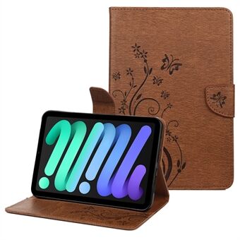 Vlinderbloem bedrukt volledig beschermend lederen hoesje Stand Wallet Cover voor iPad mini (2021)