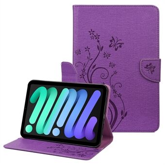 Vlinderbloem bedrukt volledig beschermend lederen hoesje Stand Wallet Cover voor iPad mini (2021)