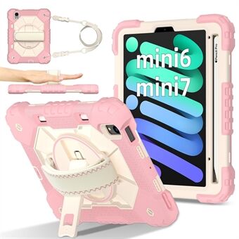 Voor iPad mini (2024) / (2021) Hoesje Siliconen+PC Kickstand Tablet Cover met Handige Band