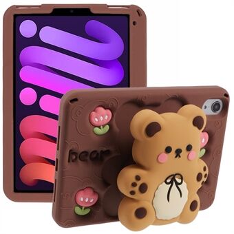 Voor iPad mini (2024) / mini (2021) Siliconen Hoes Beer Kickstand Tulip Tablet Cover