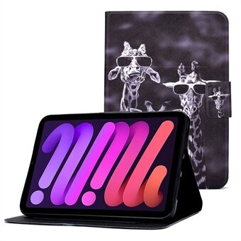 Voor iPad mini (2021) PU Lederen Kaartsleuven Stand Tablet Case Patroon Afdrukken Schokbestendige Cover met Auto Wake/Sleep