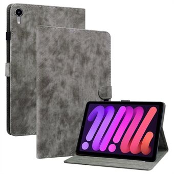 Schattig tijgerpatroon bedrukt anti-val hoesje voor iPad mini (2021) TPU+PU lederen hoes met Stand / kaartsleuf, schokbestendig tablet hoes ondersteuning Auto wekken / slapen