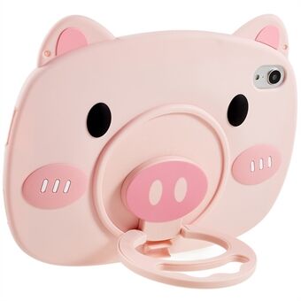 Voor iPad mini (2021) Leuke Piggy Cartoon Zachte siliconen hoes Schokbestendig handvat Kickstand Antislip tablethoes