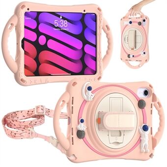 Voor iPad mini (2021) Astronaut Tablet Hoes Handriem Draaistandaard PC+Siliconen Tablethoes met schouderriem