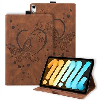 Voor iPad mini (2024) / mini (2021) Leren Hoes met Ingeprent Vlinder Tablet Cover Stand Kaartsleuf