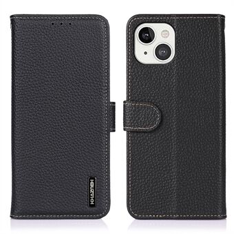 Stand Toplaag Echt leer Litchi Textuur Portemonnee Ontwerp Telefoonstandaard Case voor iPhone 13 6.1 Inch