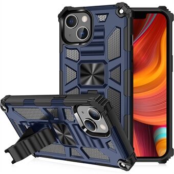 PC TPU Combo Armor Schokbestendige telefoonhoes met steun en magnetische metalen plaat voor iPhone 13 6.1 inch