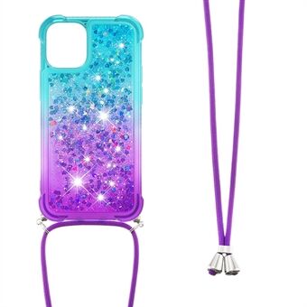 Glitter Liquid Gradient Quicksand Series Bling Sparkle Soft TPU-beschermhoes met riem voor iPhone 13 6.1 Inch