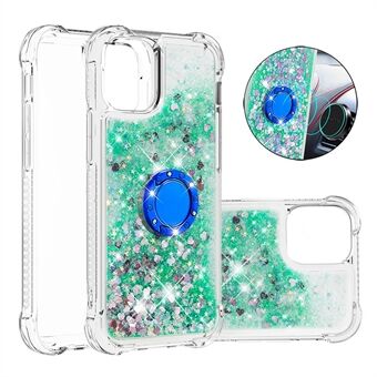 Liquid Bling Sparkle Floating Shiny Glitter Quicksand Soft TPU Clear Cover met Ring voor iPhone 13 6.1 inch