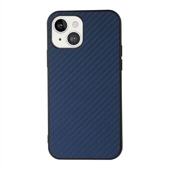 Goed beschermde koolstofvezel textuur lederen telefoon achterkant voor iPhone 13 6.1 Inch