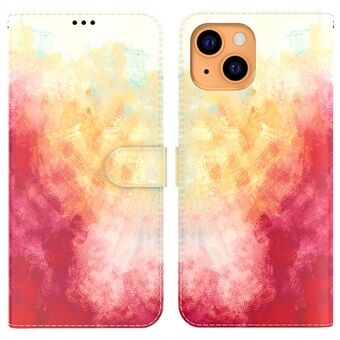 Aquarel patroon ontwerp Multi-Angle View Folio Stand PU lederen portemonnee schokbestendige hoes voor iPhone 13 6.1 Inch