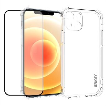 ENKAY Anti-Drop Corners Design TPU Cover Cover + Full Glue Screenprotector van gehard glas voor iPhone 13 6.1 Inch