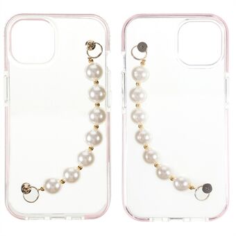 Anti-kras Super Clear TPU telefoonhoes met parel polsbandje voor iPhone 13 6.1 inch