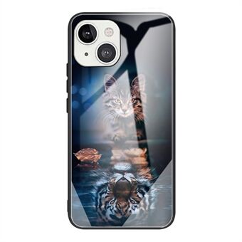 Patroon print Gehard glas + TPU Hybrid case Beschermende telefoonhoes voor iPhone 13 6.1 inch