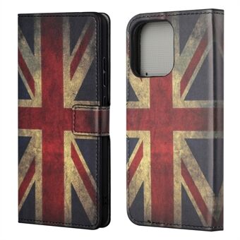 Full Body Beschermend Patroon Afdrukken PU lederen portemonnee Magnetische sluiting Schokbestendig Stand Functie Flip Folio Cover Cover voor iPhone 13 - Britse vlag