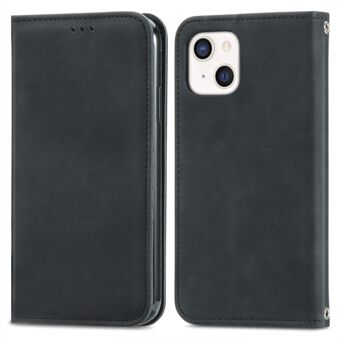 Auto-absorberende valbestendige vintage-stijl skin-touch aanvoelende leren hoes met kaartsleuven voor iPhone 13 6,1 inch