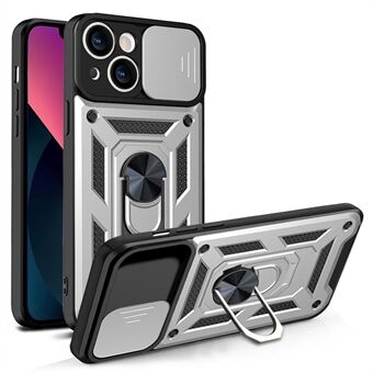 Complete beschermende camera Slide Phone Case Back Shell met standaard voor iPhone 13 6.1 inch