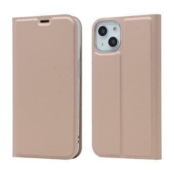 Automatisch geabsorbeerde kaartsleuf in effen kleur Schokbestendige leren telefoonhoes met Stand voor iPhone 13 6,1 inch