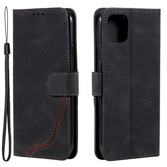 002-serie kleurblokkerend stijlvol design lederen tas met portemonnee en riem voor iPhone 13