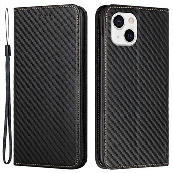 Effen kleur koolstofvezel textuur Auto absorberende lederen telefoonhoes met Stand voor iPhone 13 6.1 Inch