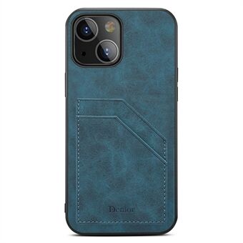 Dubbele kaartsleuven Impact Anti-Slip schokbestendig PU-gecoat TPU + pc-beschermhoes voor iPhone 13 6.1 inch