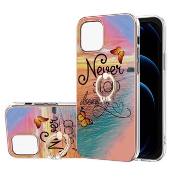 Ontwerp met marmerpatroon IMD TPU-hoes met Ring voor iPhone 13 6.1 inch