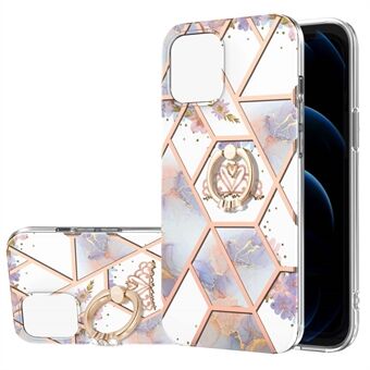 Ontwerp met marmerpatroon IMD TPU-hoes met Ring voor iPhone 13 6.1 inch