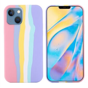 Regenboogstijl vloeibare siliconen mobiele telefoon achterkant beschermer voor iPhone 13 6.1 inch