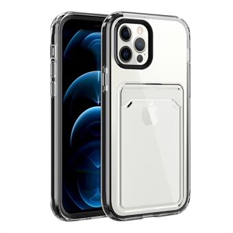 Anti-Fall TPU + PC Dual Layer Schokbestendige transparante telefoonhoes met kaarthouder voor iPhone 13 6.1 inch