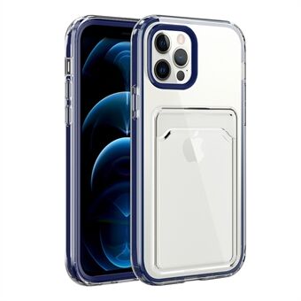 Anti-Fall TPU + PC Dual Layer Schokbestendige transparante telefoonhoes met kaarthouder voor iPhone 13 6.1 inch