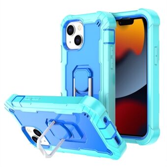 360 graden rotatie Kickstand Design Dual color PC + Silicone Hybrid telefoonhoesje voor iPhone 13 6.1 inch