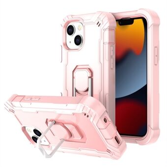 360 graden rotatie Kickstand Design Dual color PC + Silicone Hybrid telefoonhoesje voor iPhone 13 6.1 inch