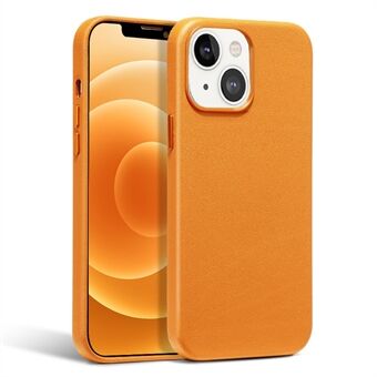 Effen kleur Anti-shock Duurzaam voor Magsafe echt leer + pc-telefoon achterkant Magnetische absorptieschaal voor iPhone 13 6.1 inch