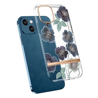 Helder bloemenpatroon Vierhoekkussen Acryl + TPU Hybride beschermende gegalvaniseerde hoes voor telefoon 13 6.1 Inch