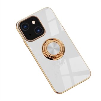 Spiegelende oppervlakte Elektroplating TPU Telefoonhoesje met Uitklapbaar Steunje voor iPhone 13 6.1 inch